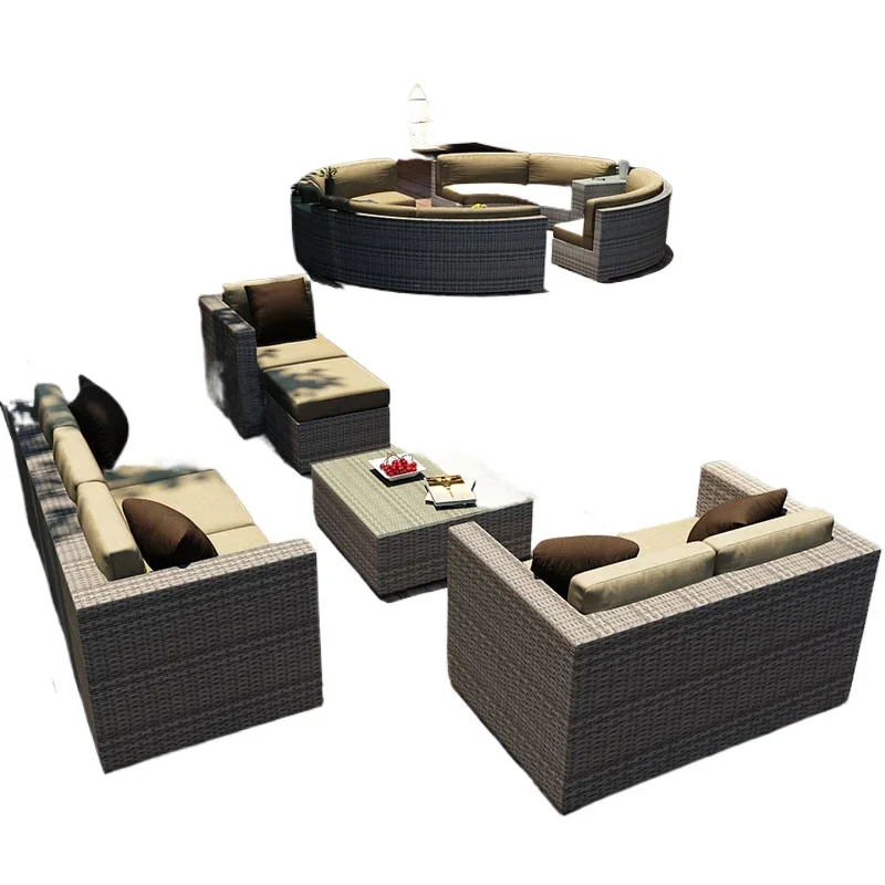 

Outdoor sofa bed and breakfast outdoor villa garden open-air balcony rattan art hotel leisure rattan coffee table combination