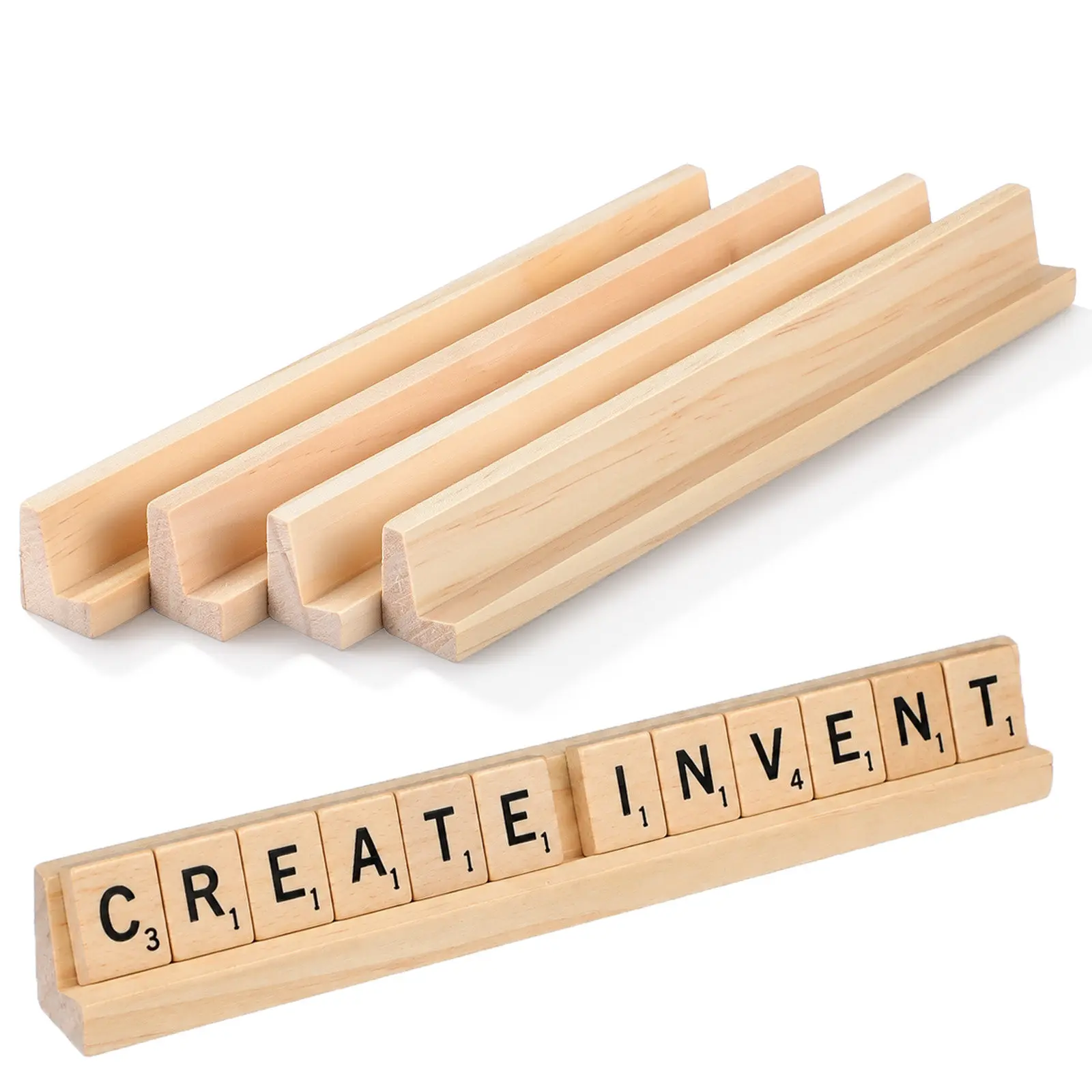 4Pcs Solid Wood Domino Bases Fashionable Display Stand for Domino Tiles Neat Game Piece Organization Multi-Function Desktop Rack