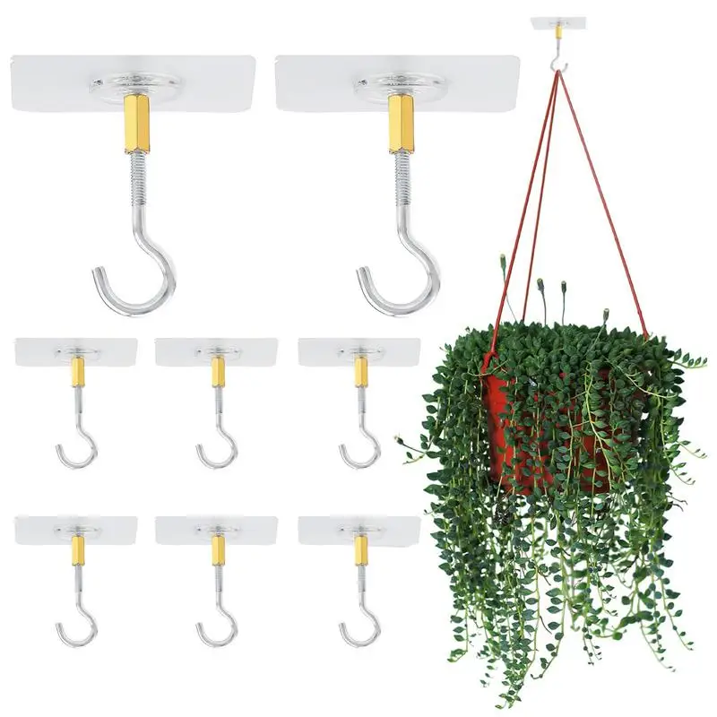 

Sticky Ceiling Hooks 8PCS Ceiling Hanger Hooks Eye Hooks For Suspending Small Plants Wind Chime Hanger For Bathroom Kitchen