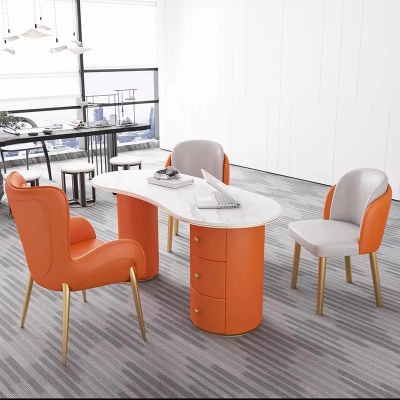 

*Modern Luxury Rock Board Reception Desk Chair Simple High-Value Designer Metal Furniture for Beauty Salon Medical Office