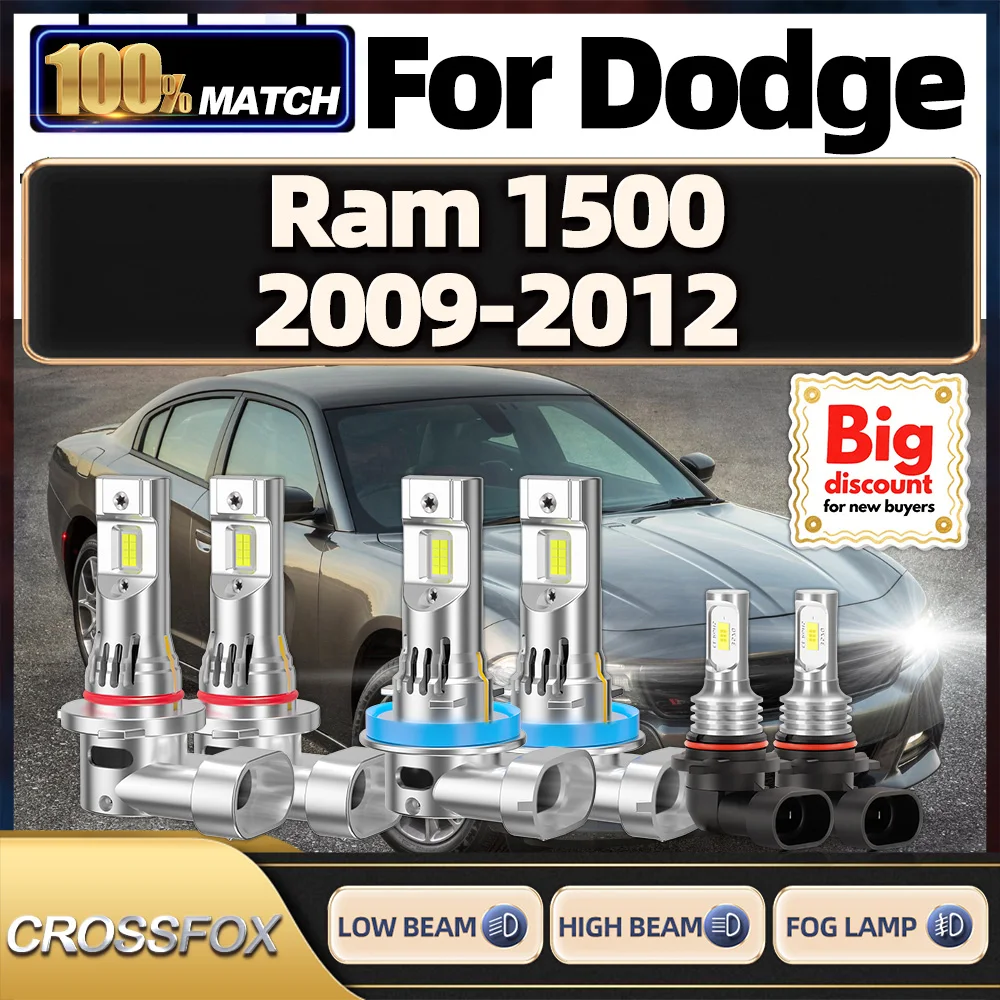 

CROSSFOX Canbus светодиодные лампы для фар, супер яркие ампули для фар Hi/Lo, обновленные противотуманные фары для Dodge Ram 1500 2009 2010 2011 2012
