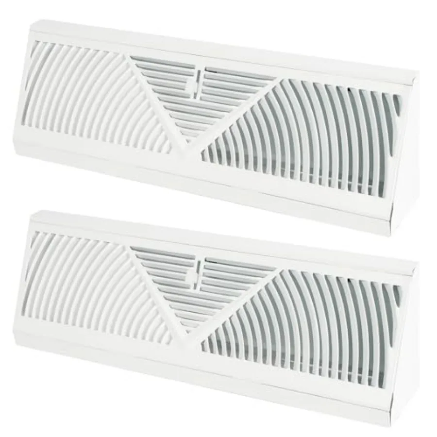 

Baseboard Register Vent, 18 Inch Duct Opening Size Baseboard Air Diffuser, 2 Pcs White Base-Board Register Vent Covers with Air