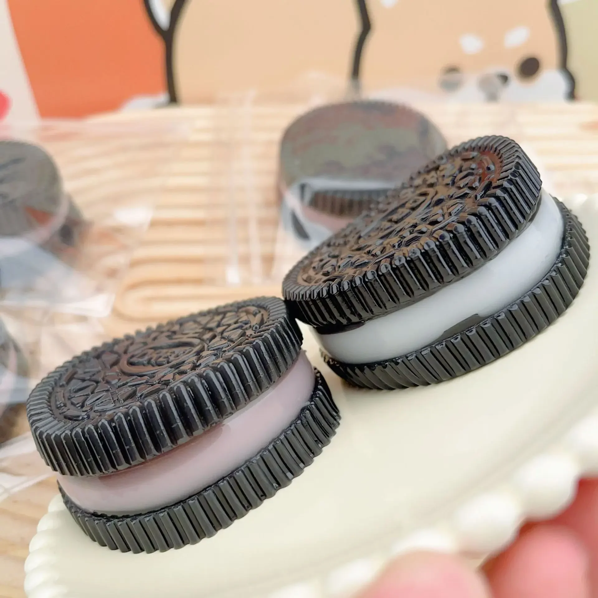 Super Soft Big Oreo Biscuit Pinching Toy Mochi Taba Silicone Stress Relief Toy Handmade Squeeze Dessert Toys Squeeze Toys