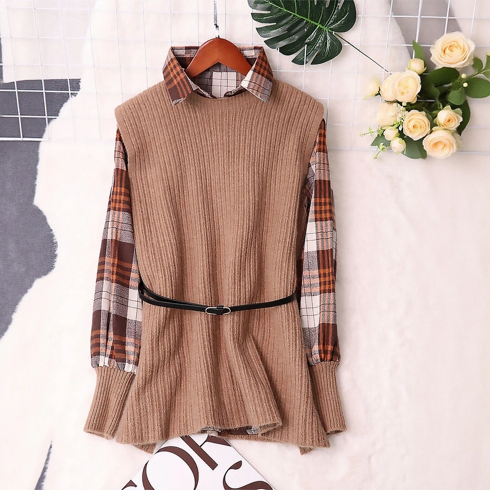 

Свитер с длинным рукавом и круглым вырезом, осенне-зимняя одежда для поездок на работу, прямой дизайн, модный женский топ