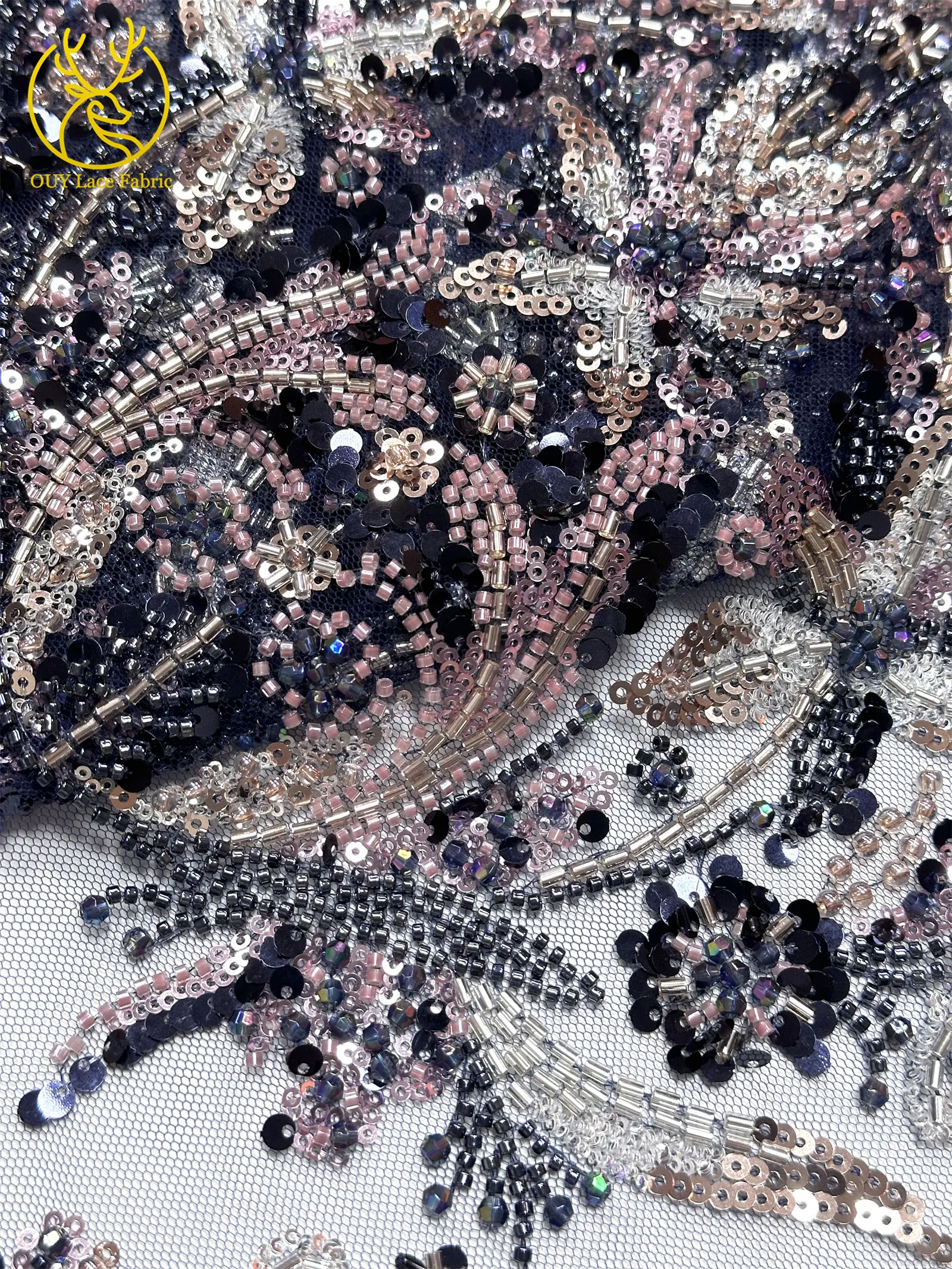 Luxuriöser Afrikanischer Spitzenstoff 2026 Hochwertige Französische Perlen-Pailletten-Spitze 5 Yards Nigeria Tüllspitze für Party- und Hochzeitskleider – Detail 23