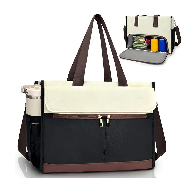 Women'S Insulated Lunch Tote Bag 2-In-1 Large Capacity Computer Handbag Outdoor Camping Cooler Bags Waterproof Shoulder Bag