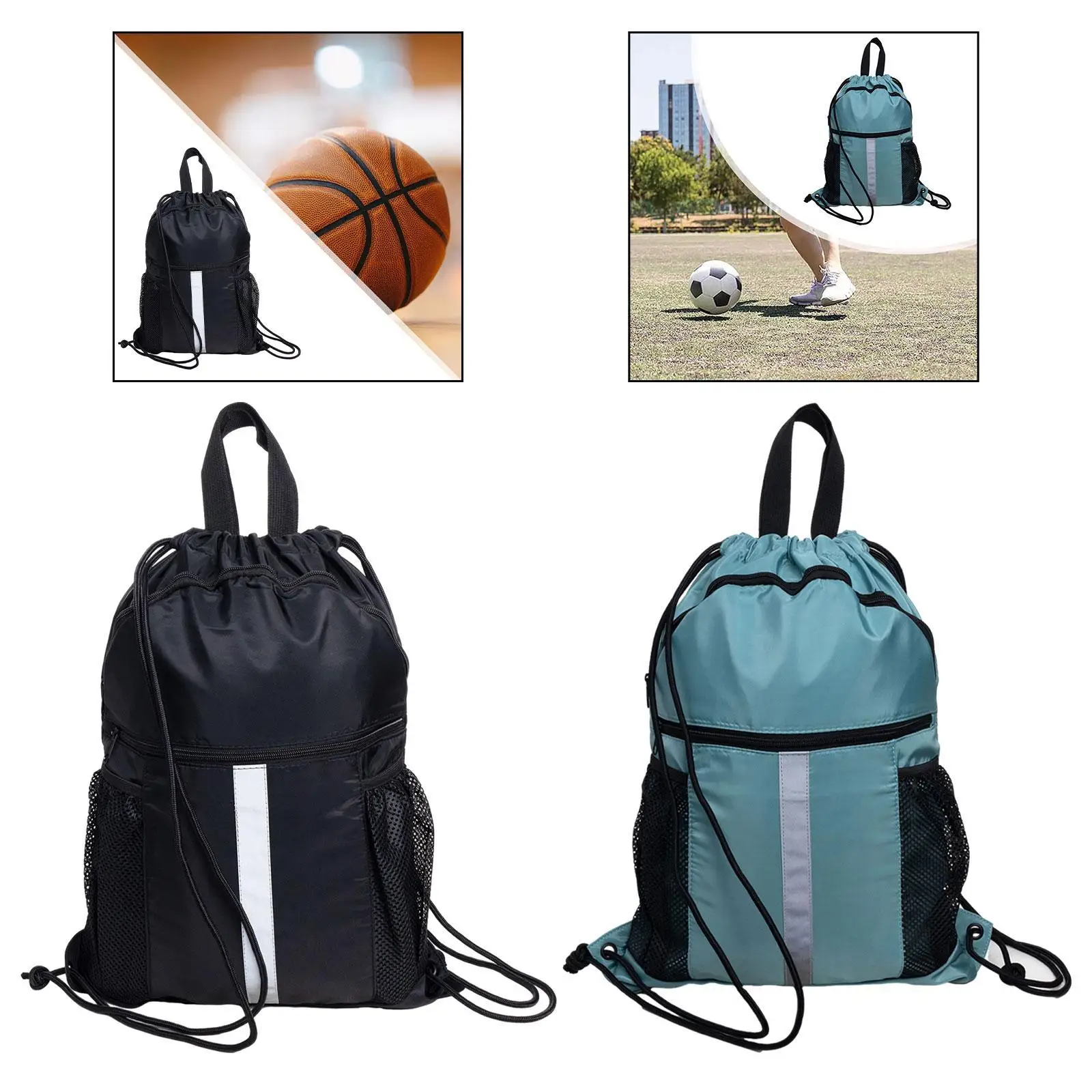 Drawstring Backpack Knapsack Wear Resistant Basketball Foldable Daypack Rucksack for Backpacking Outdoor Activities Climbing