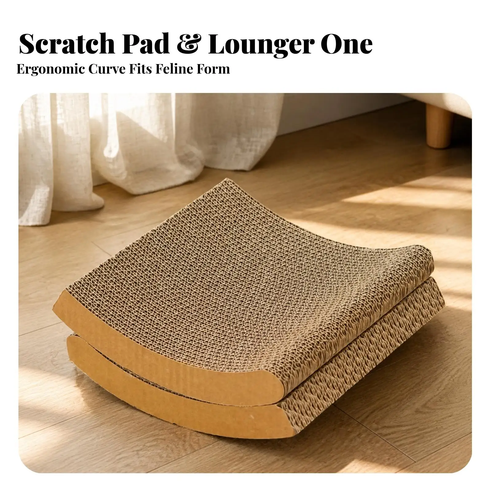 Curved Cat Scratching Pad Replacement for Cats Scratch Cardboard Mat with Claw Sharpening Surface