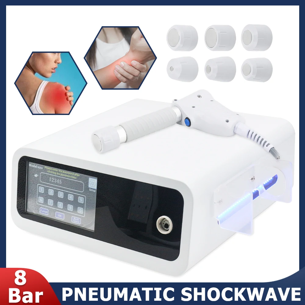 

8Bar Pneumatic Shockwave Therapy Machine For ED Treatment Tennis Elbow Remove Pain Physiotherapy Body Relaxation Massager 2026