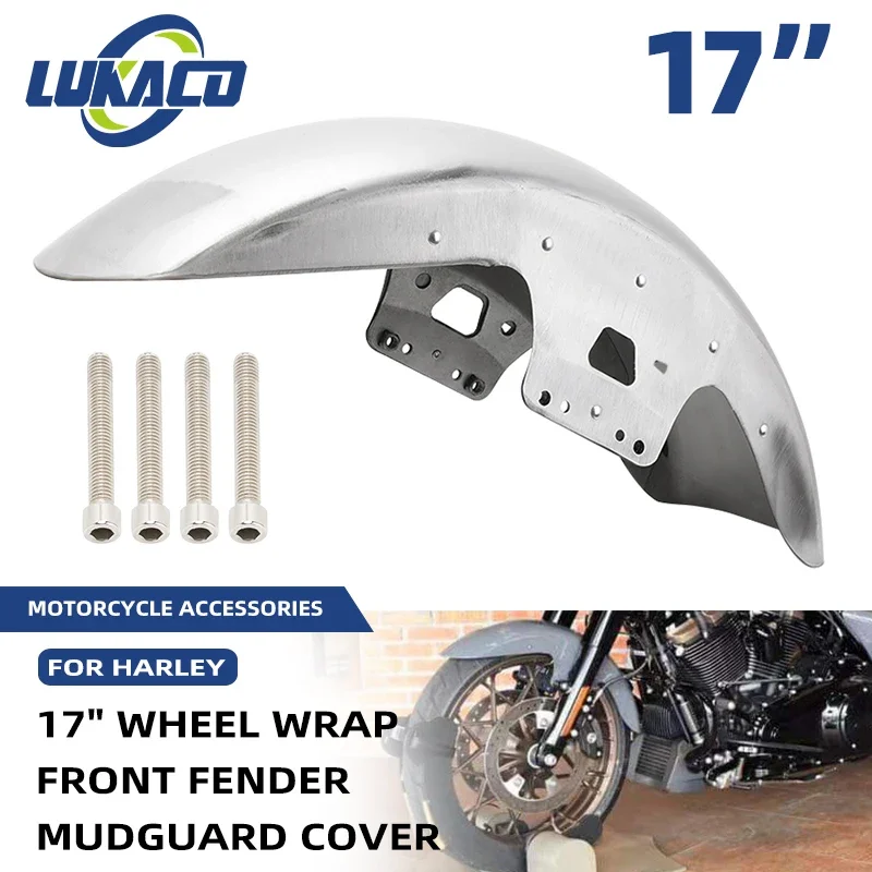 

Unpainted Motorcycle 17" Wheel Wrap Front Fender Guard Cover Steel For Harley Touring Road King Electra Street Road Glide 14-up