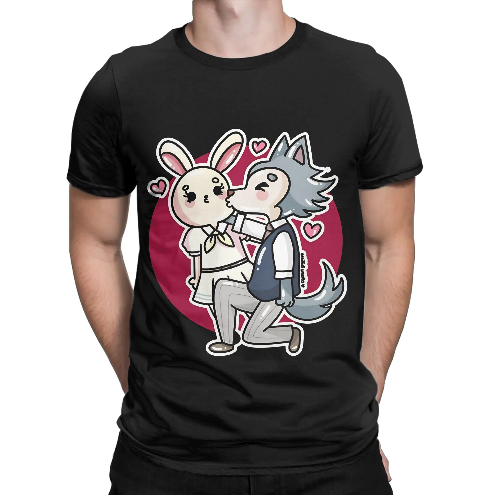 Beastars Kiss Oversized Shirt Funny 100% Cotton T-Shirt BEASTARS Final Season Part Tops Tees For Men