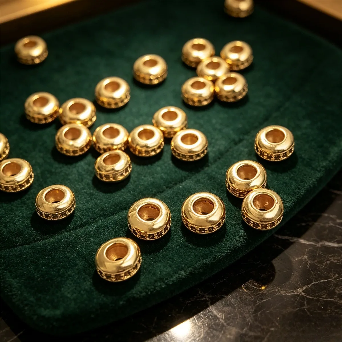 14K Gold Plated Set with zircon plug silica gel adjusting bead positioning bead diy wheel flat bead chain accessories