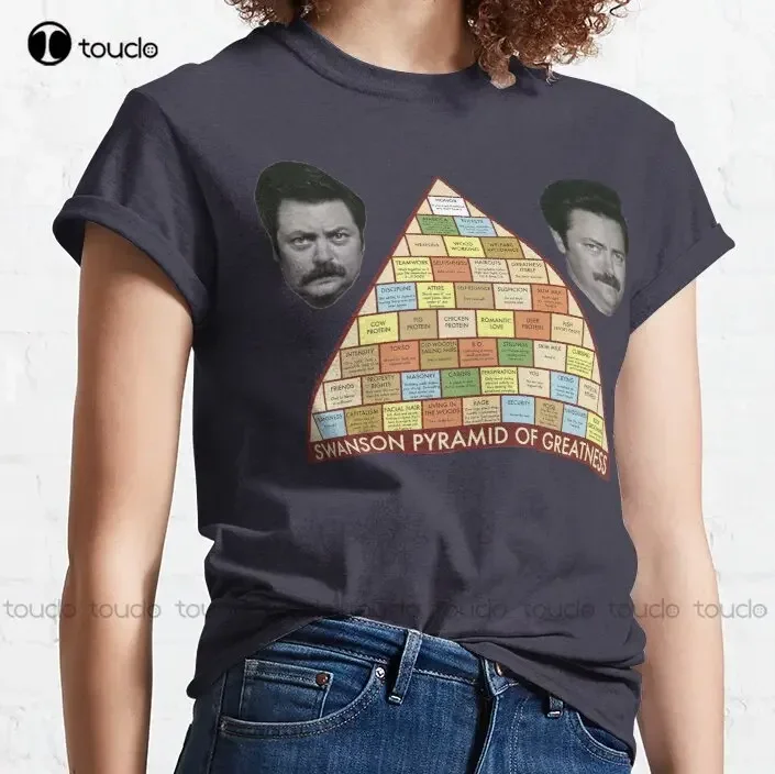 New Swanson Pyramid Of Greatness Classic T-Shirt Red T Shirt Cotton Tee S-6Xl Unisex