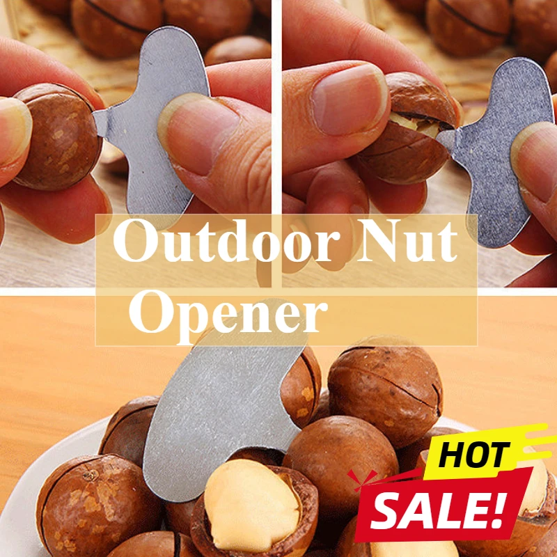 Desgranadora de nueces de acero inoxidable, abridor de nueces de macadamia portátil, accesorios de cocina para acampar, herramientas para tuercas, herramientas para acampar