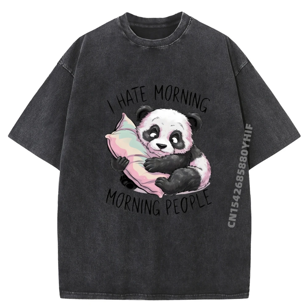 

I Hate Morning People Funny Mens Newest Tops & Tees Graphic T-shirts Men Letter Washed Clothes Male Shirt