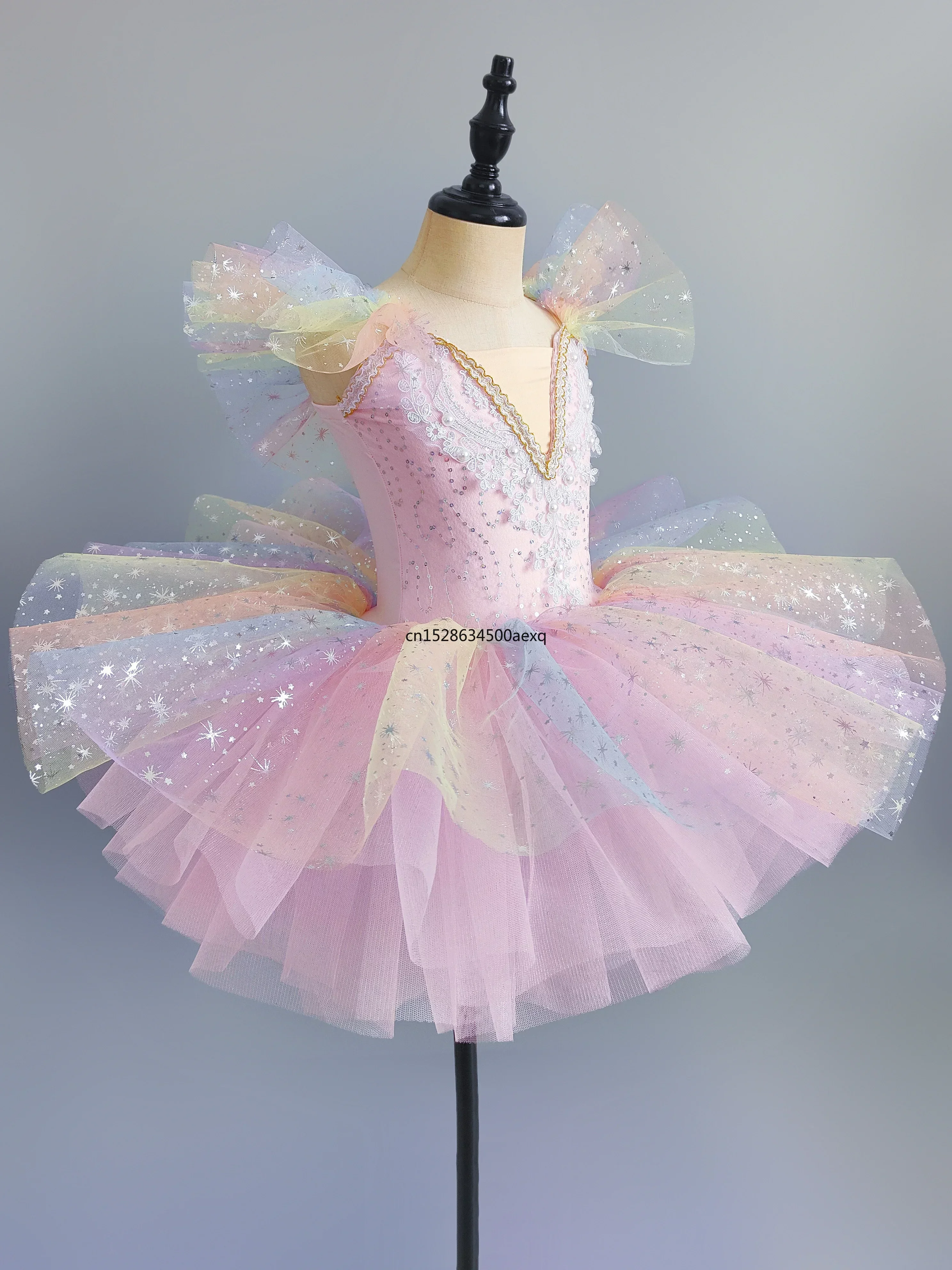 Robe de Ballet à Paillettes pour Fille, Tutu de brev, Jupes de Spectacle, 7 Couleurs