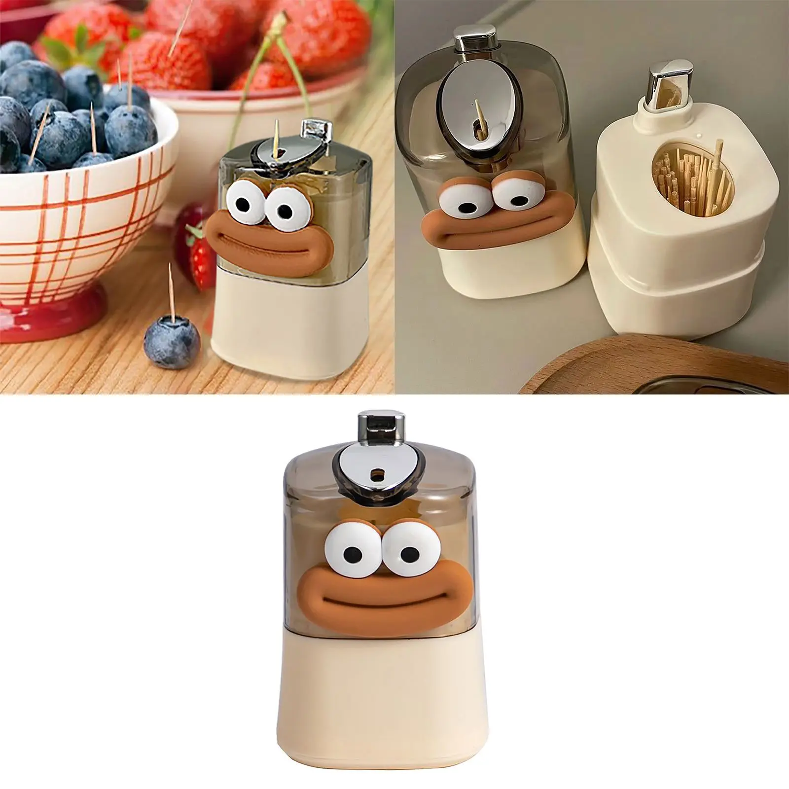 Auto Pop-Up Plastic Toothpick Holder Cute Cartoon Animal Character Toothpick Storage Box Automatic Ejection Toothpick Container