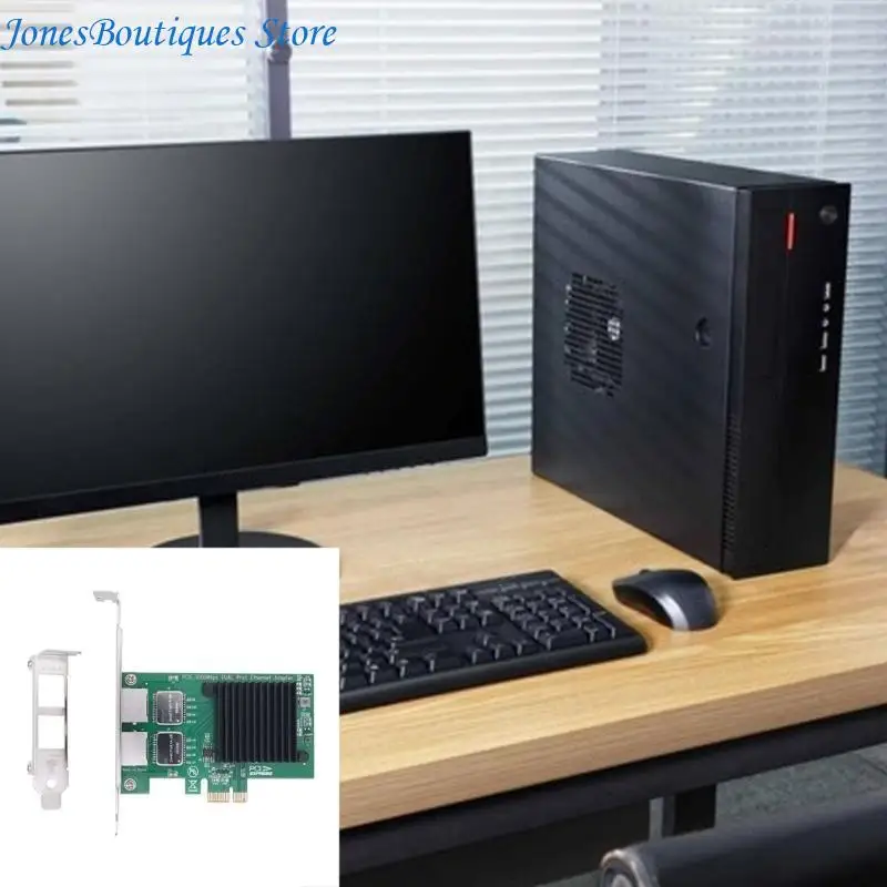 10/100/1000Mbps PCIE Networking Adapter I350-T2 2x RJ45 Ports Server Card W8KE