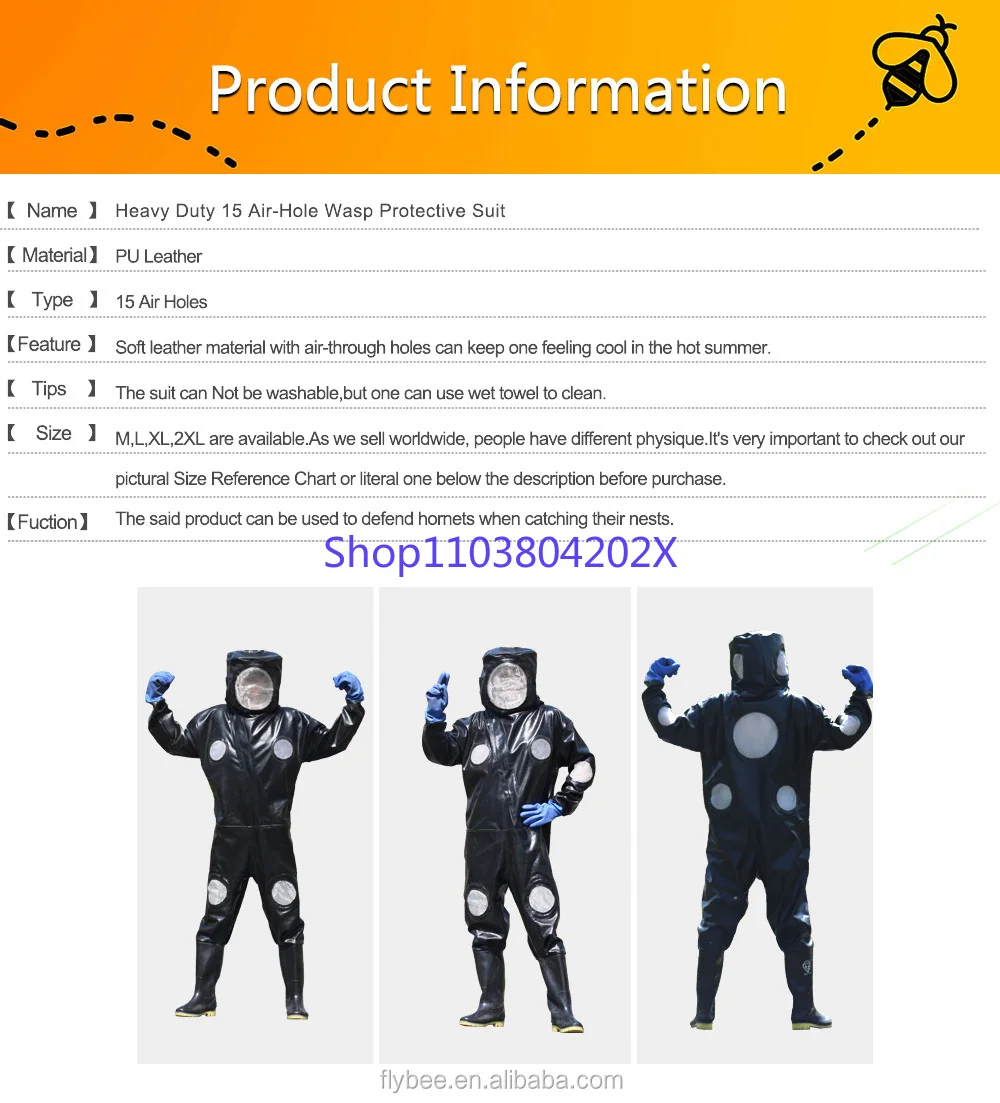 Heavy Duty 15 Air Hole PU Leather Wasp Protective Bee Suit Hornet Clothing Apiculture Beekeeping Equipment Tools