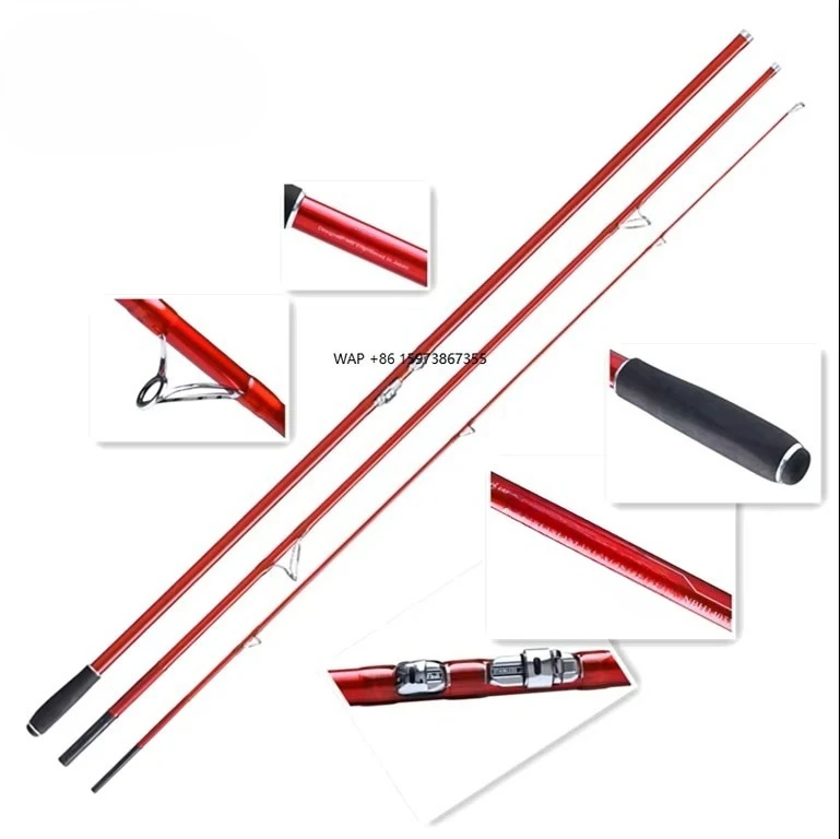 

Fishing Accessories 3 Section Carbon Fiber Saltwater Spinning Fishing Rods Surf Fishing Rod 4.2m