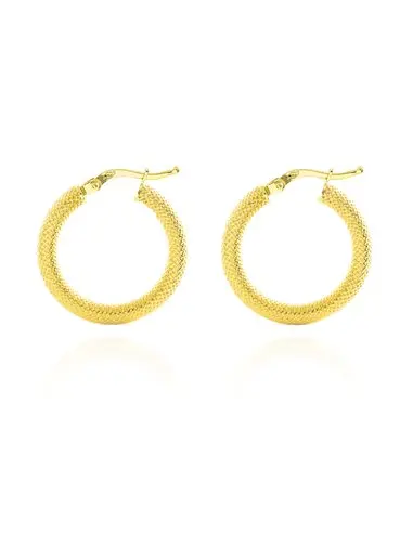 Earrings women gold 18k hoops 21x3mm textured