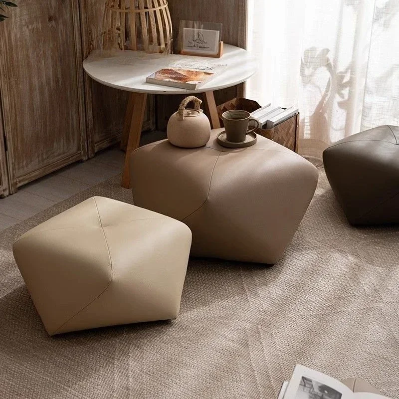 Solid wood octagonal stool for home use, shoe changing sofa, footrest, low stool, makeup seat, pedestal
