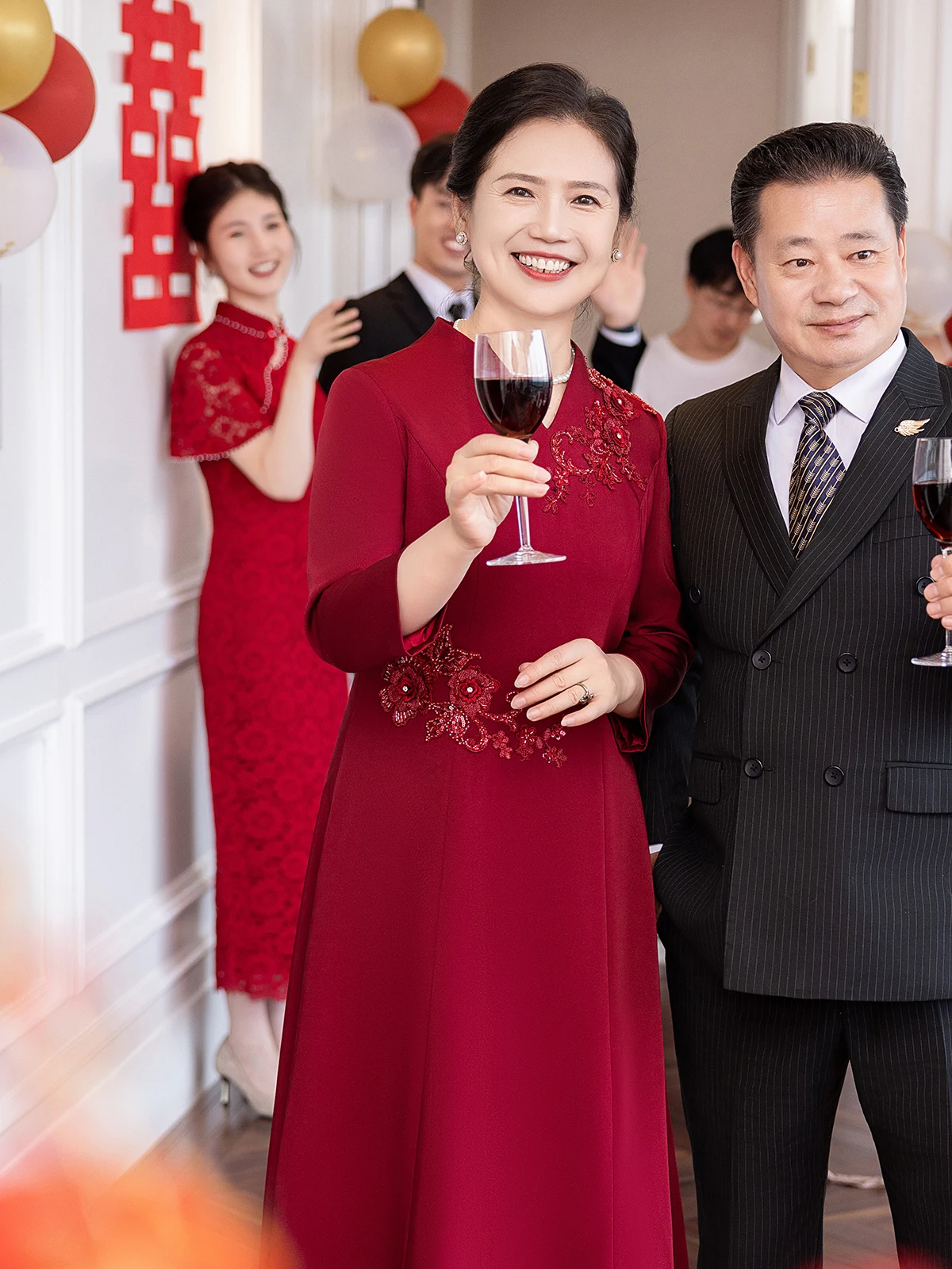 

Ele Long-Qipao Wedding Dr for Mom Suitable for Wedding Banquet Young And Faionable Suitable for Autumn And Winter