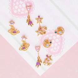 1Pair Fashion Cute Bear Stud Earrings For Women Girl Crystal Zircon Moon Star Animal Bear Small Earrings Jewelry