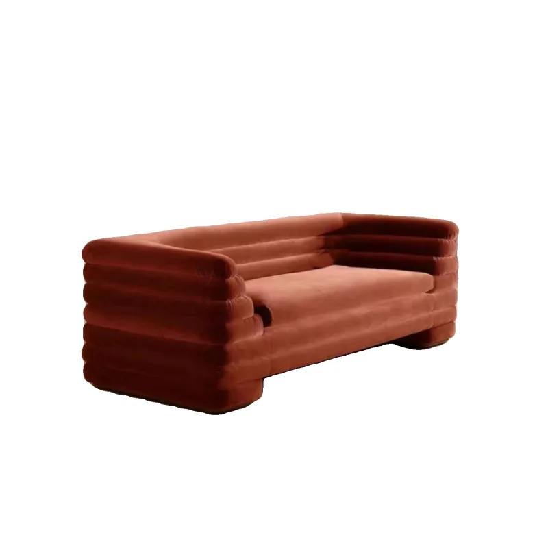 

Italian minimalist velvet inline sofa, French retro wabi-sabi style creative designer, living room inline fabric sofa