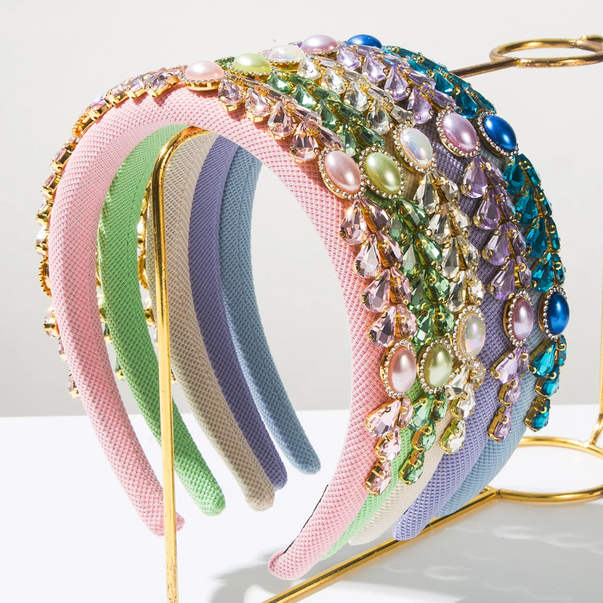 

Trendy Baroque Color Diamond Headband Vintage Court Style Full of Diamonds Heavy Industry Ball Party Hair Accessories Women