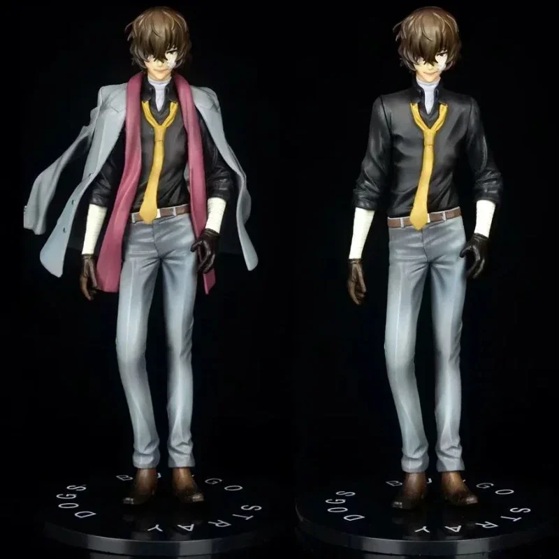 Bungo Stray Dogs Dazai Osamu Model Anime Figure, Uniforme en noir, Interchangeable, Décoration britannique, Jouets à collectionner, Boîte en PVC, 23cm