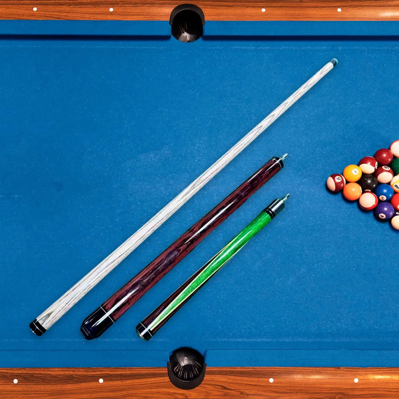 Pool Cue Break Jump Cue Fashionable Wood Three Section Low Deflection Billiard Stick for Indoor Travel Beginners Adults Men
