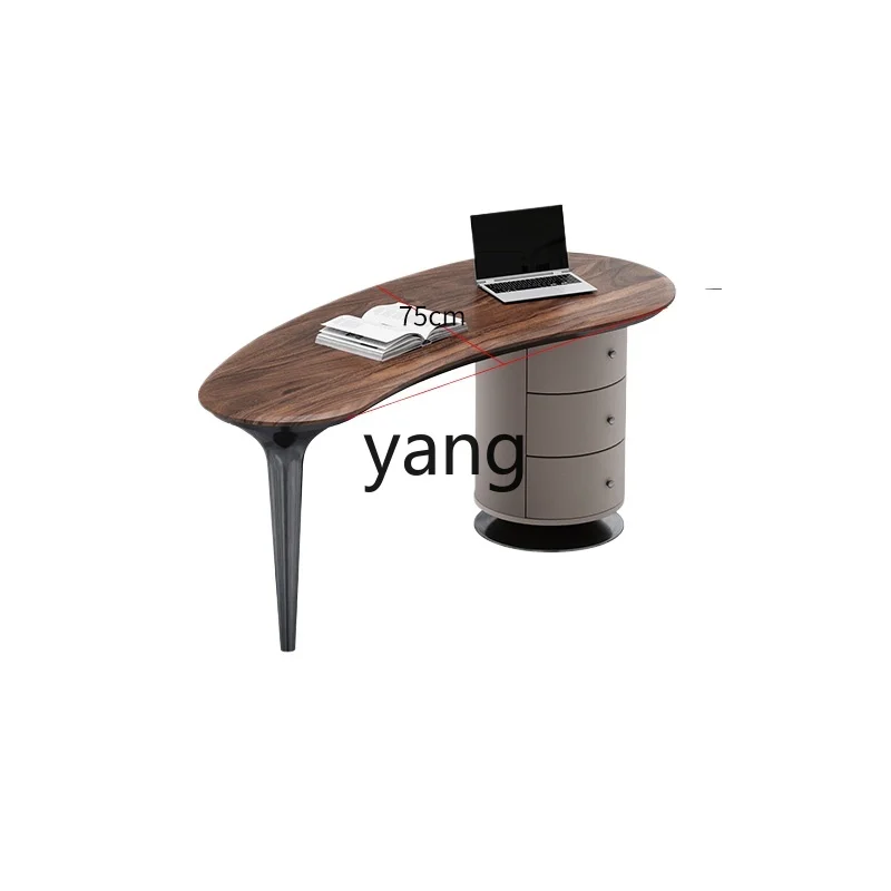 Lcx  light luxury study whole house matching curved desk walnut solid wood calligraphy table