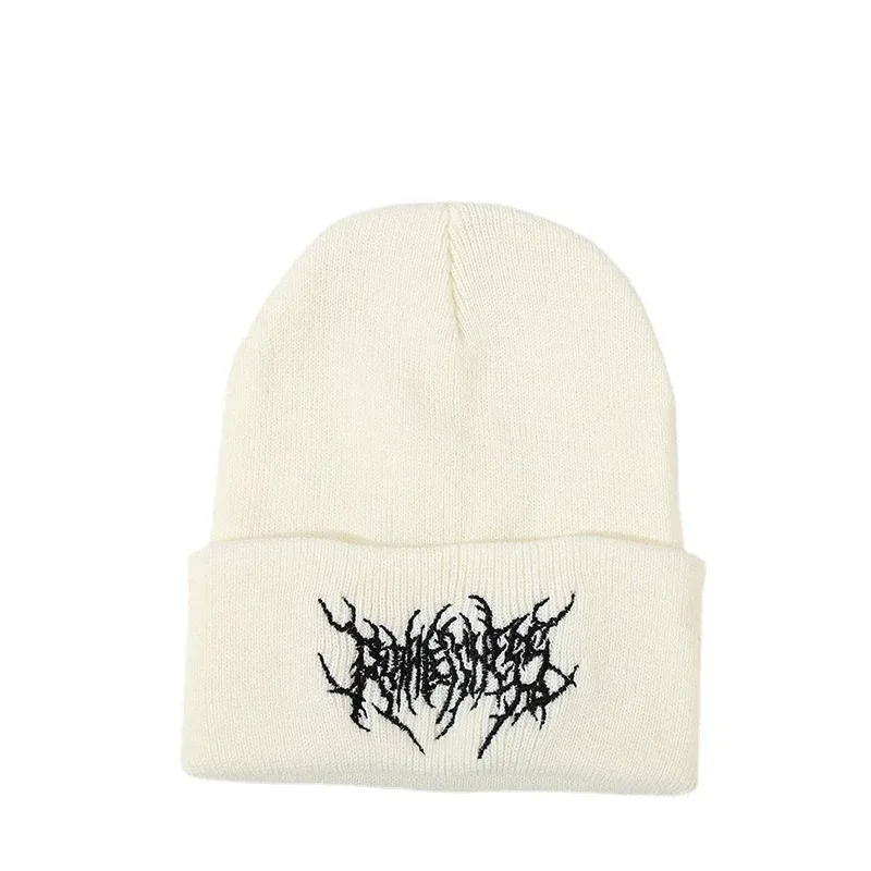 Ciepłe damskie męskie zimowe czapki beanie Gothic Street Punk czapki z dzianiny 100% bawełna moda utrzymuj ciepło Skullies czapki beanie