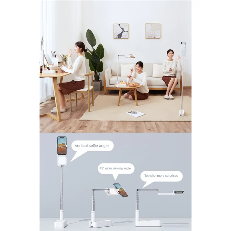 SCLS V6 Live Bracket Beauty Fill Light Net Red Live Short Video Recording Multifunctional Phone Stand Durable Easy To Use White