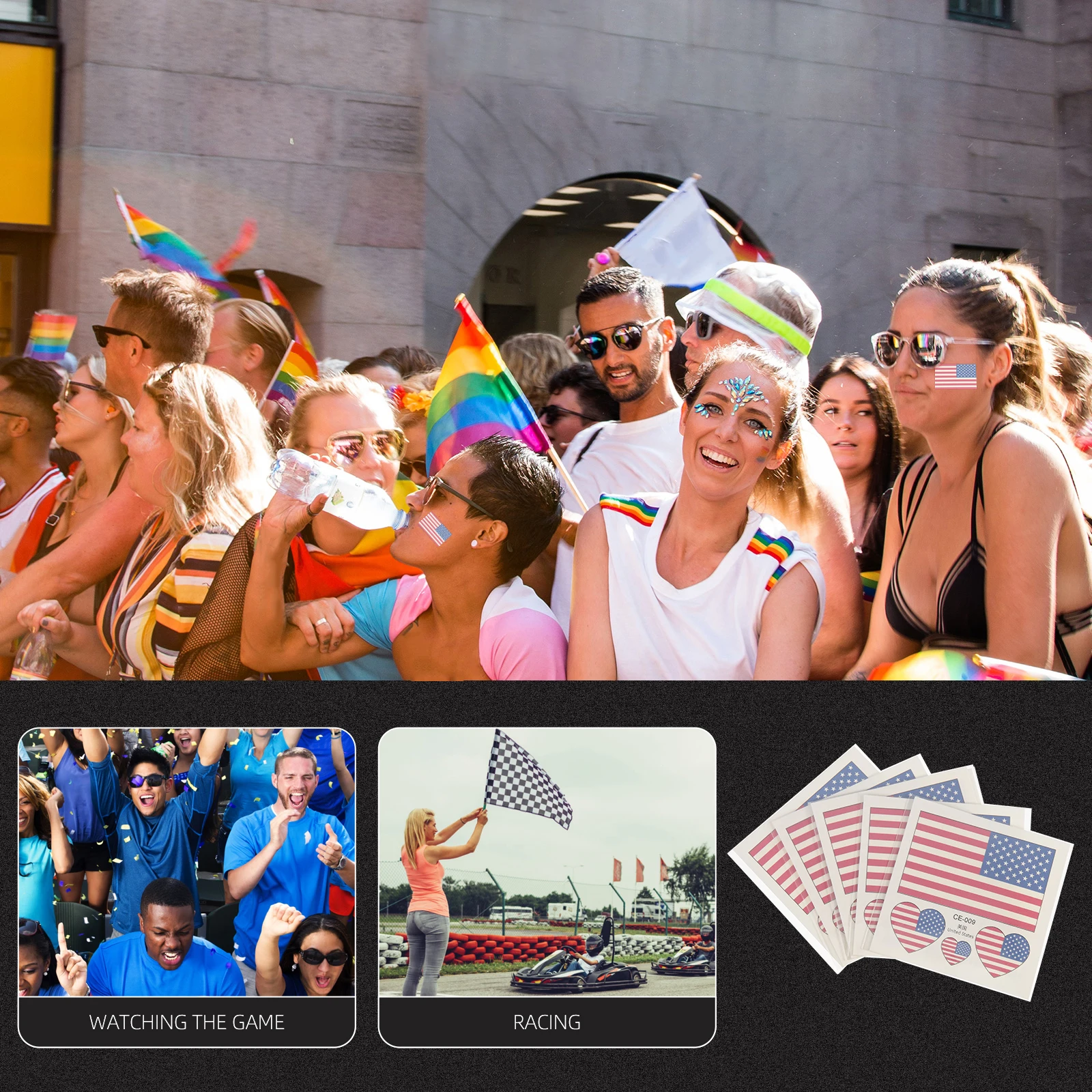 

25pcs American Flag Design Sticker Face Stickers Small American Flags Plastic Waterproof Tattoos Body Decal Temporary Sticker