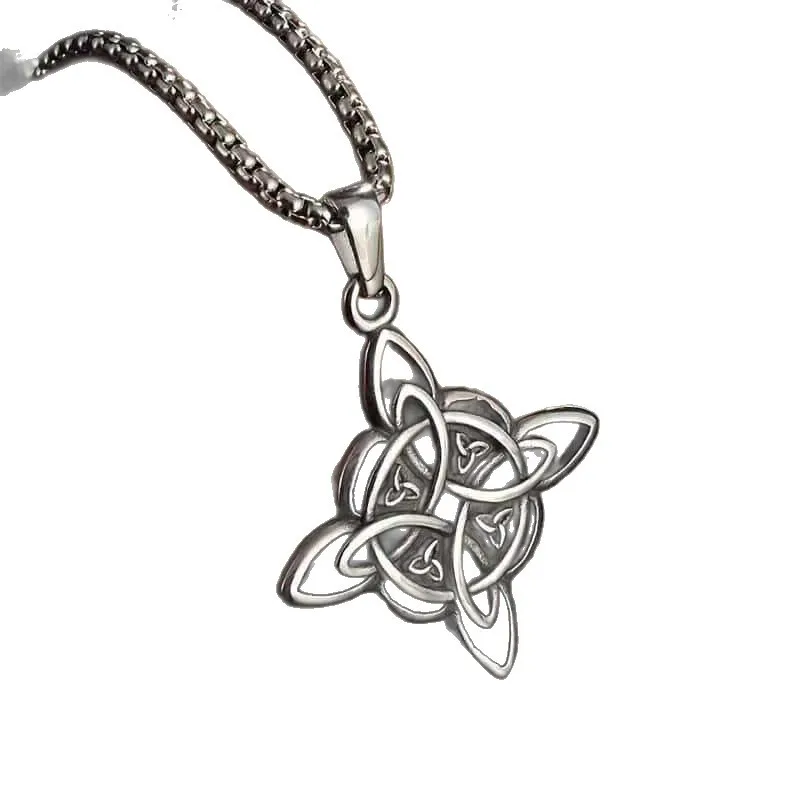 Irish Witchcraft Celtic Witch Knot Pendant Necklace for Men Women Slavic Protection Lucky Amulet Jewelry - view 3