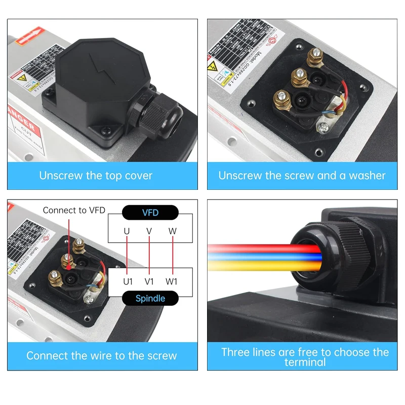 CNC 1.5KW ER11 Square Air Cooled Spindle Motor 4 Bearings High Speed 1500w for cnc Engraving Milling Router Box/Plug 110V/220V