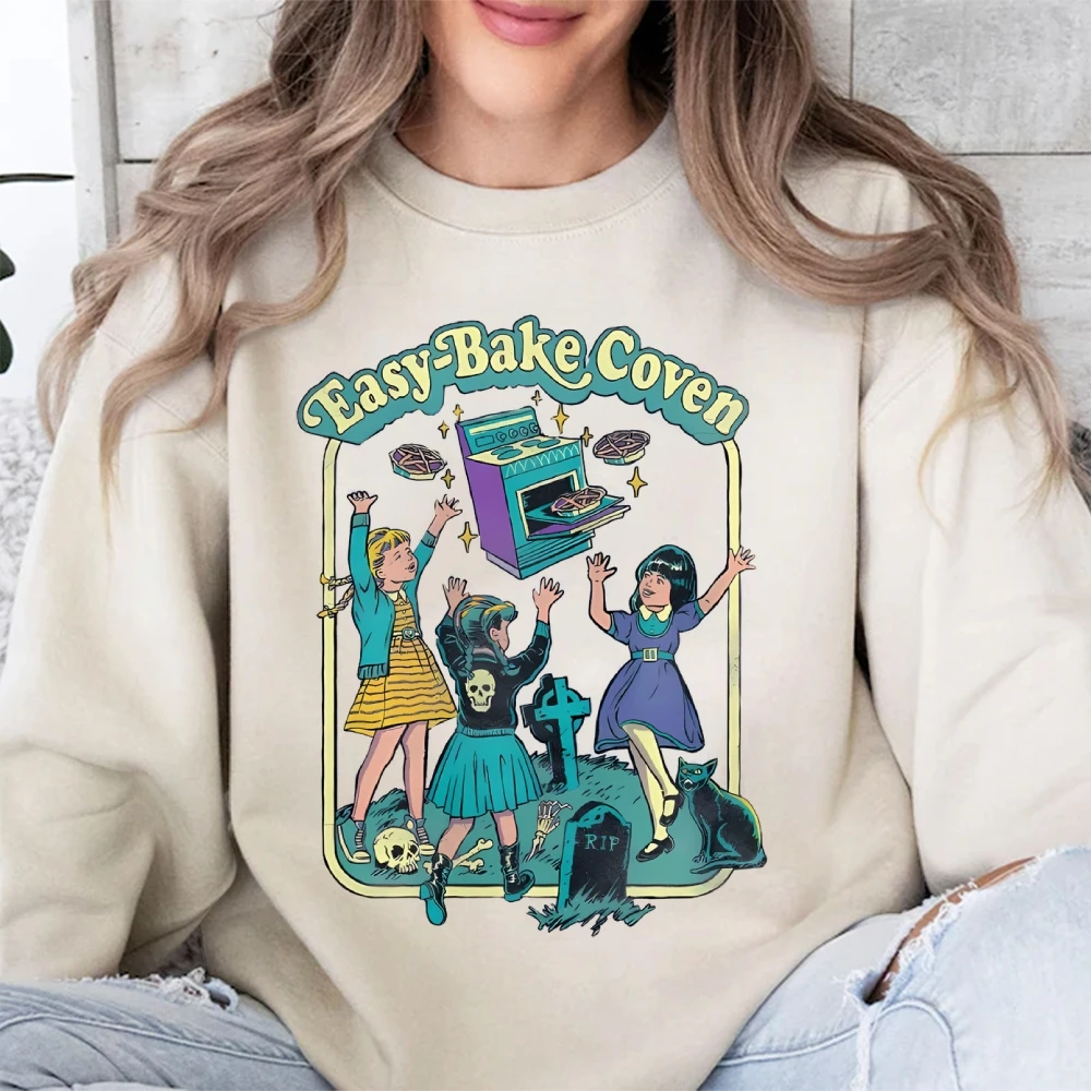 

Halloween Easy Bake Coven Sweatshirt 90s Horror Oversized Vintage Pullover Comfort Colors Halloween Witchy Long Sleeve Shirt