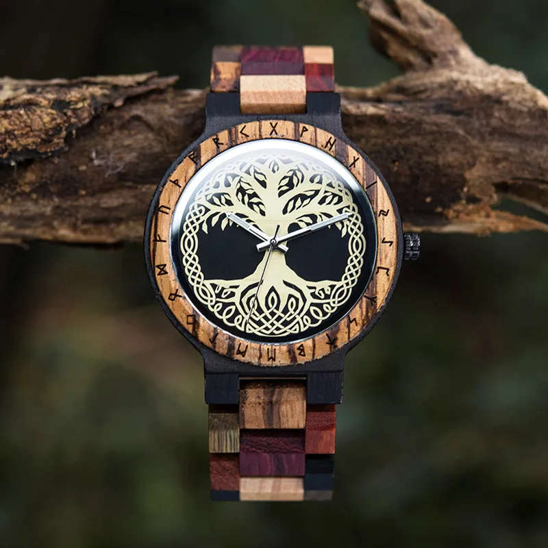 BOBO BIRD VIKING Men's Watches Handmade Wooden Wristwatch Customized Dropshippping