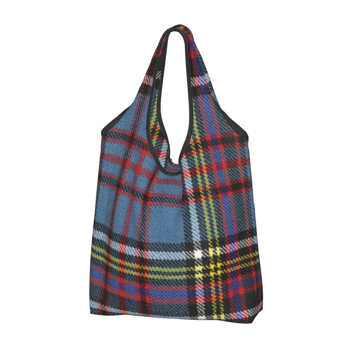 Custom Modern Fashion Tartan Plaid Shopping Bags Women Portable Big Capacity Groceries Geometric Gingham Shopper Tote Bags