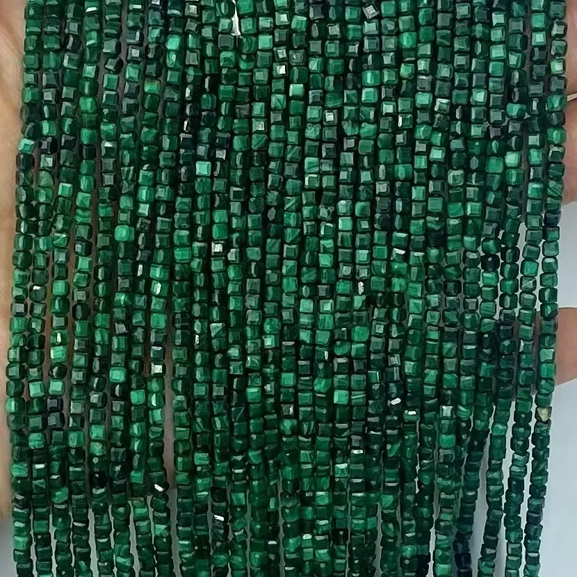 

Натуральный зеленый малахитовый квадратный куб 38 см, свободные бусины для изготовления ювелирных изделий, дизайн, модный камень, сделай сам, женское ожерелье или подарок