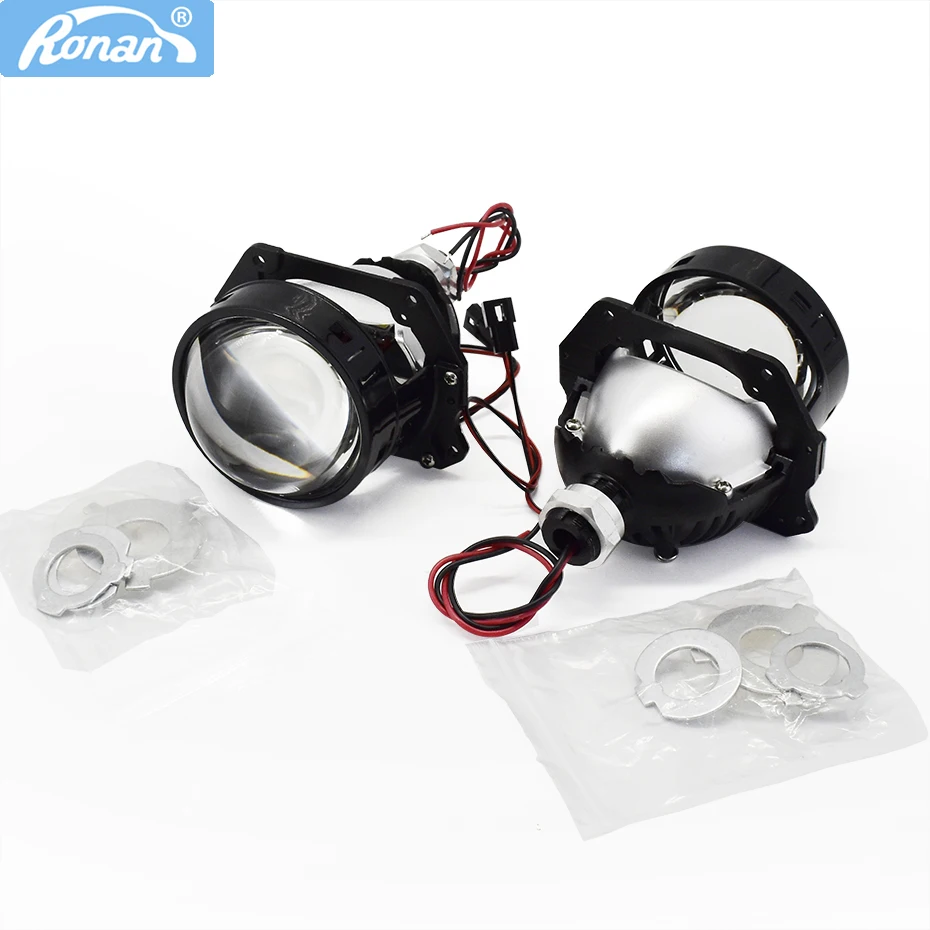 Ronan 40W 3inch Bi-Led Projector Lens 4.3K 6K 2000LUX for H1 H4 H7 9005/9006 Socket Car Headlight Retrofit Upgrade Full Kit