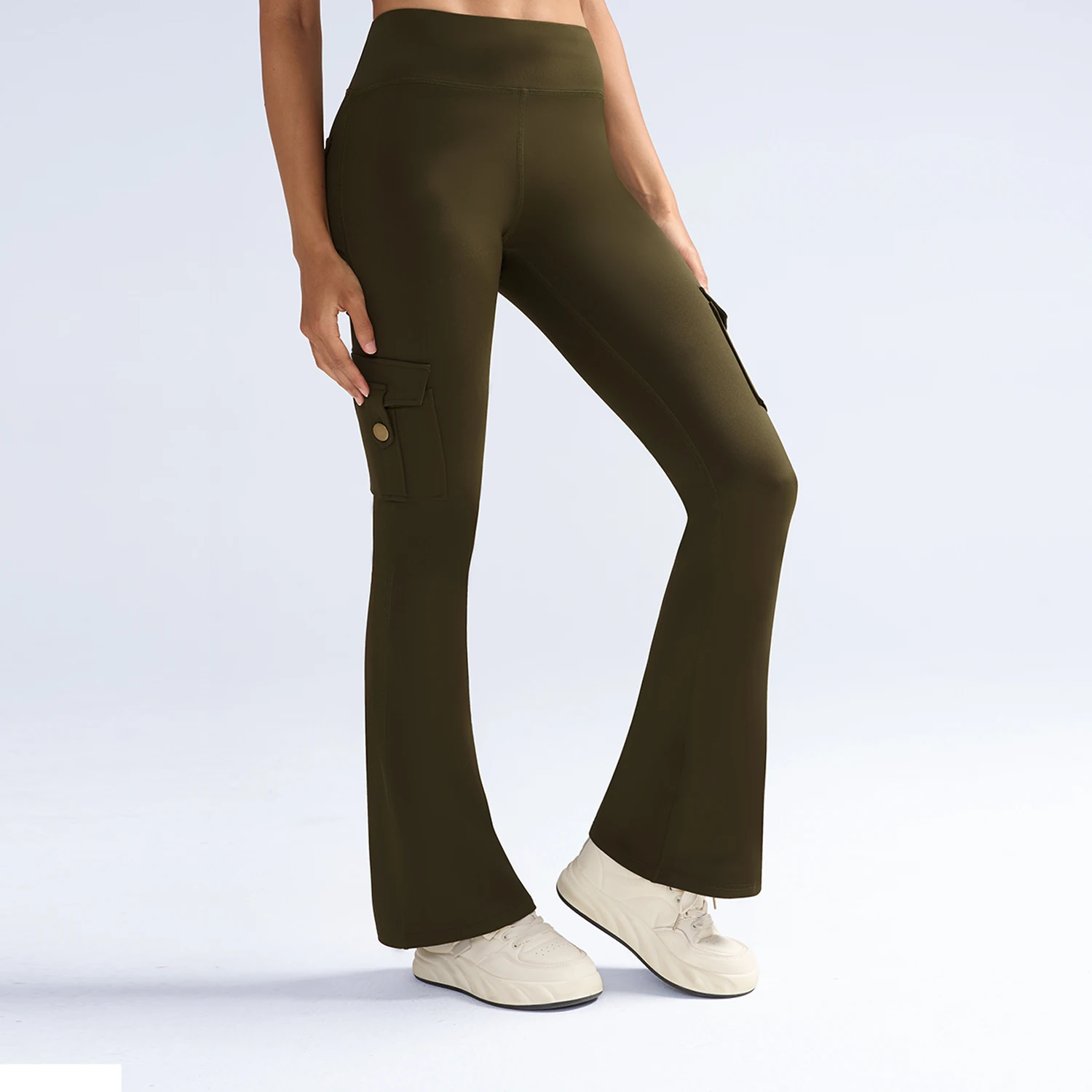 المرأة جيب البضائع مضيئة السراويل عالية الخصر ضئيلة الورك رفع جرس قيعان الشارع الشهير موضة تنوعا بنطلون النساء طماق