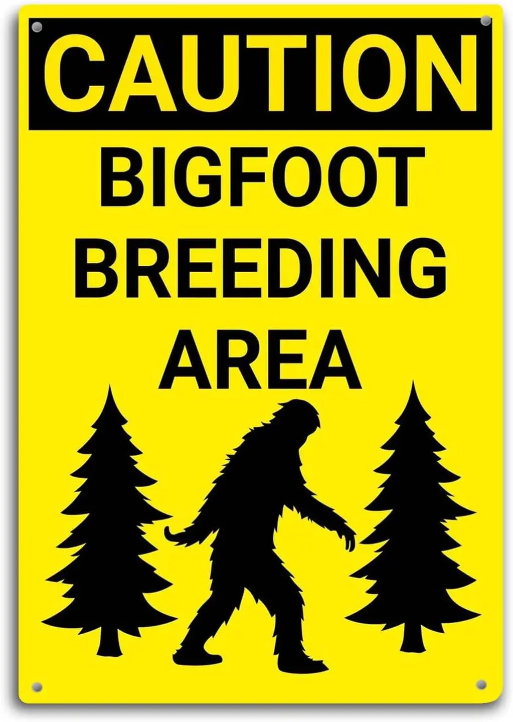 Caution Bigfoot Breeding Area Tin Sign Decor Bathroom Wall Art Metal Poster Kitchen Garden Garage Indoor Outdoor Window Decorate