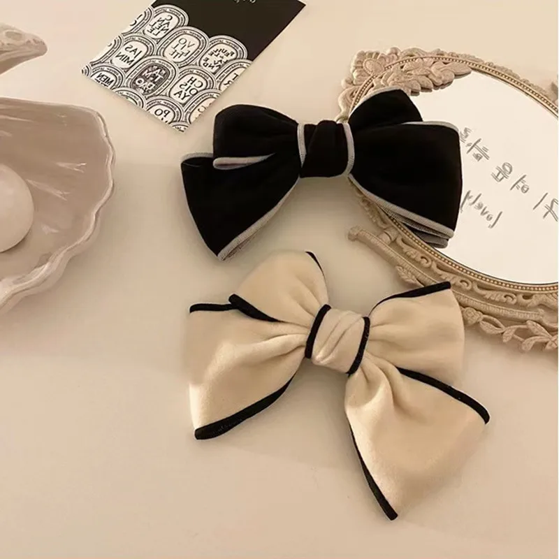 

New Japanese Trend Metal Acrylic Bow Duckbill Clip for Campus Party Minimalist Side Clip 2023 Women's Elegant Hair Accessories