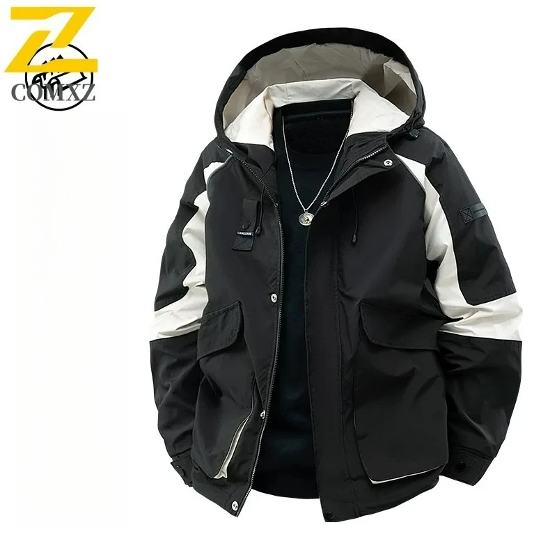 ​COMXZ Men Jacket Classics Hooded Outdoor Camping Windproof  Windbreaker Camping Travel Breathable Casual Spring Autumn Coat