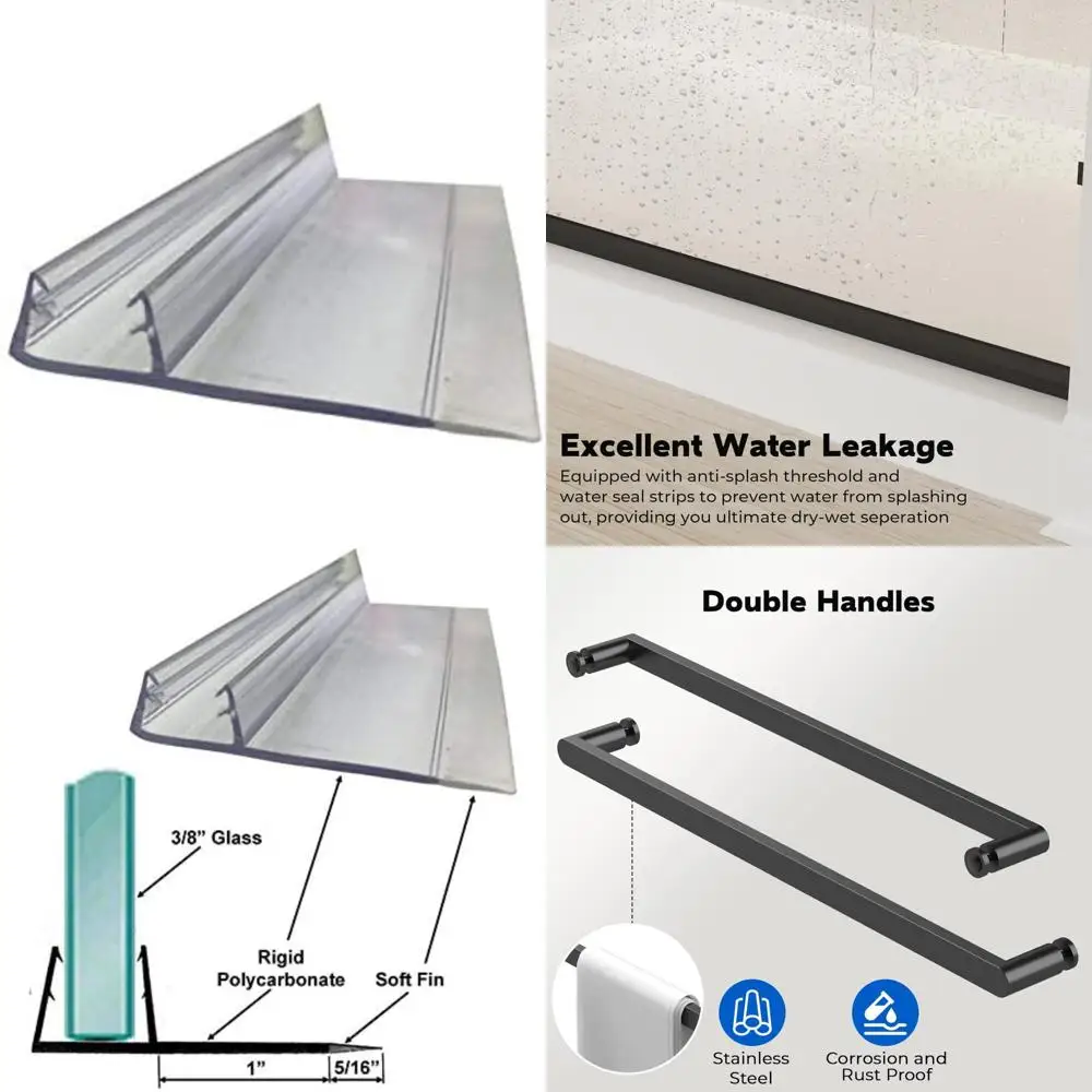 

универсальная душевая дверь из поликарбоната, канал 90 ° виниловое уплотнение для стекла 5/16"-3/8", длина 73".