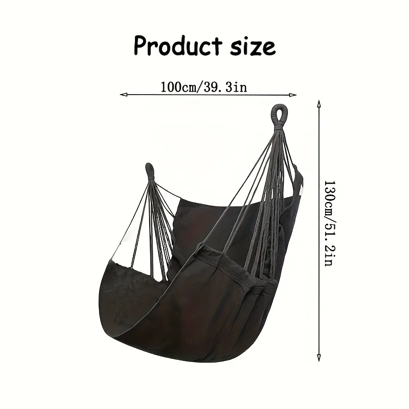 1pc Relaxing Casual Fabric Hammock Chair - Swing & Rocking Comfort for College Dorms - Complete with Two Tie Ropes, Storage Bag,