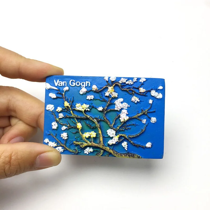 

Dutch Van Gogh Blooming Apricot Blossoms3dSimulation Cultural Creative Refrigerator Magnets World Famous Paintings Exquisite Hom
